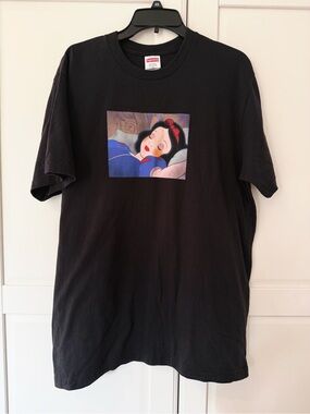 Supreme Black Tee with Snow White Graphic
